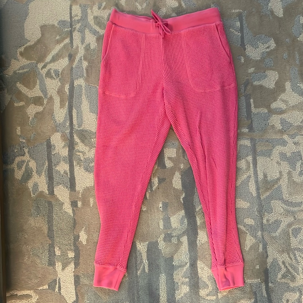 J.Crew Hot Pink Waffle Sweatpants